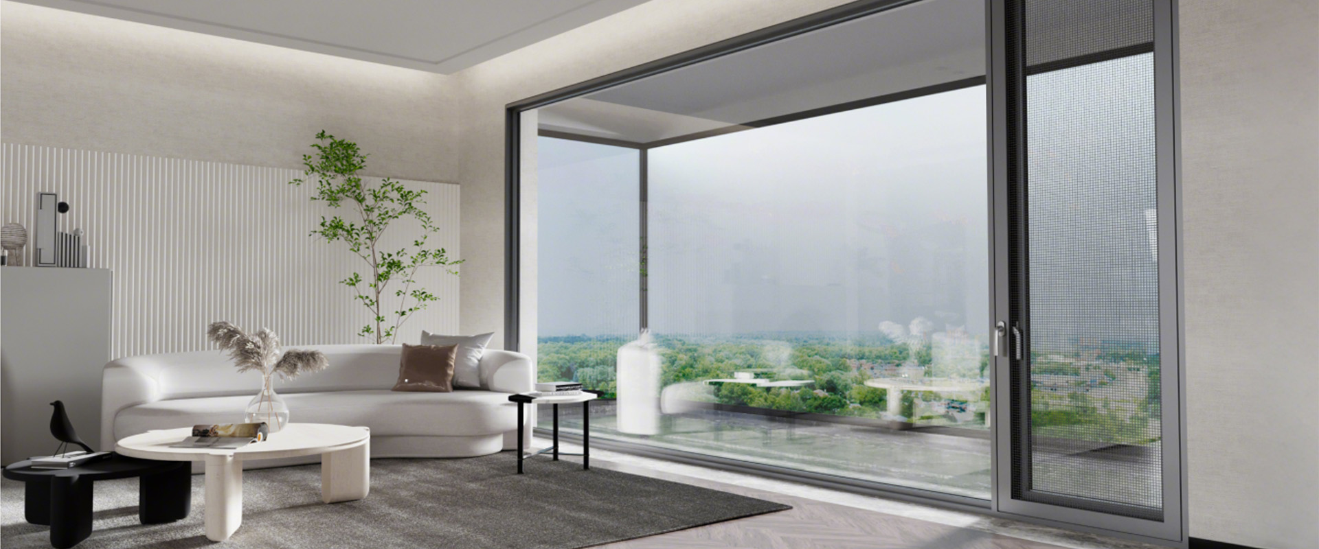 莱茵时光窗纱一体外开门